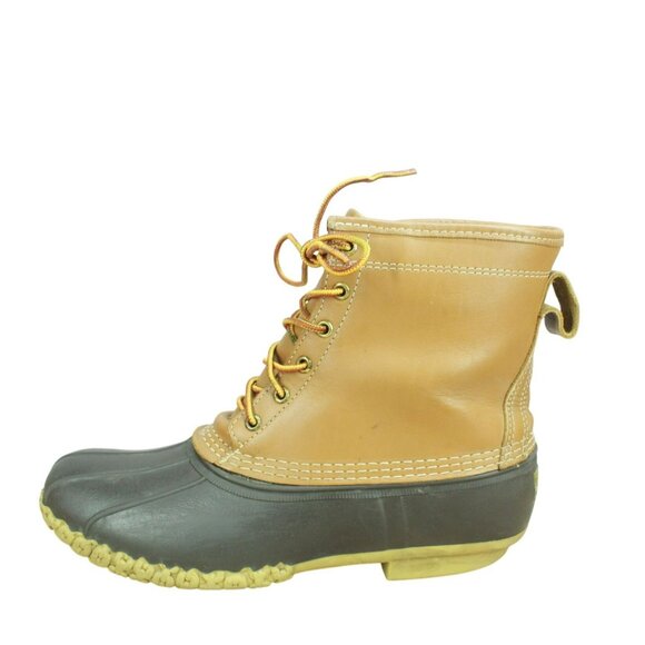 LL Bean Brown Leather Lace Up Insulated Gore-Tex Ankle Duck Boots Size 11 N - Picture 1 of 11